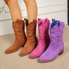 2025 Foreign Trade New Popular Knight Boots Pointed Thick Heel Women's New Versatile Foot Set Western Cowboy Style