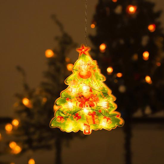 Светодиодные рождественские гирлянды на присосках, подвесные светильники в виде Санта-Клауса, лося, звезды, сезонные знаки, работающие от батареек, лампы на присосках