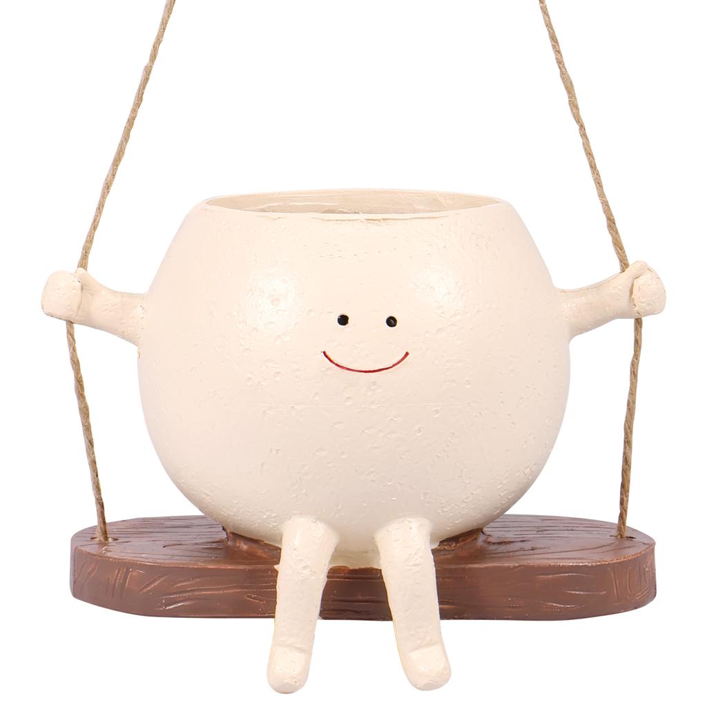 Качающийся горшок для растений с изображением улыбки, качели, цветочные горшки, симпатичные подвесные качели, смоляные качели, компактные подвесные горшки для растений