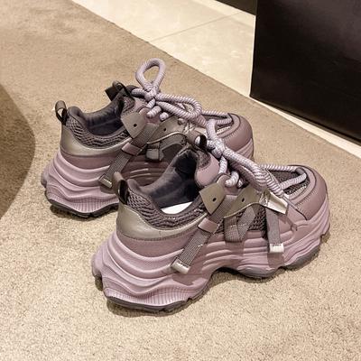 Кроссовки Qiao Feifei женские весна 2024 модные сетчатые повышенной воздухопроницаемости на толстой подошве кроссовки папы увеличивающие рост и стройнящие