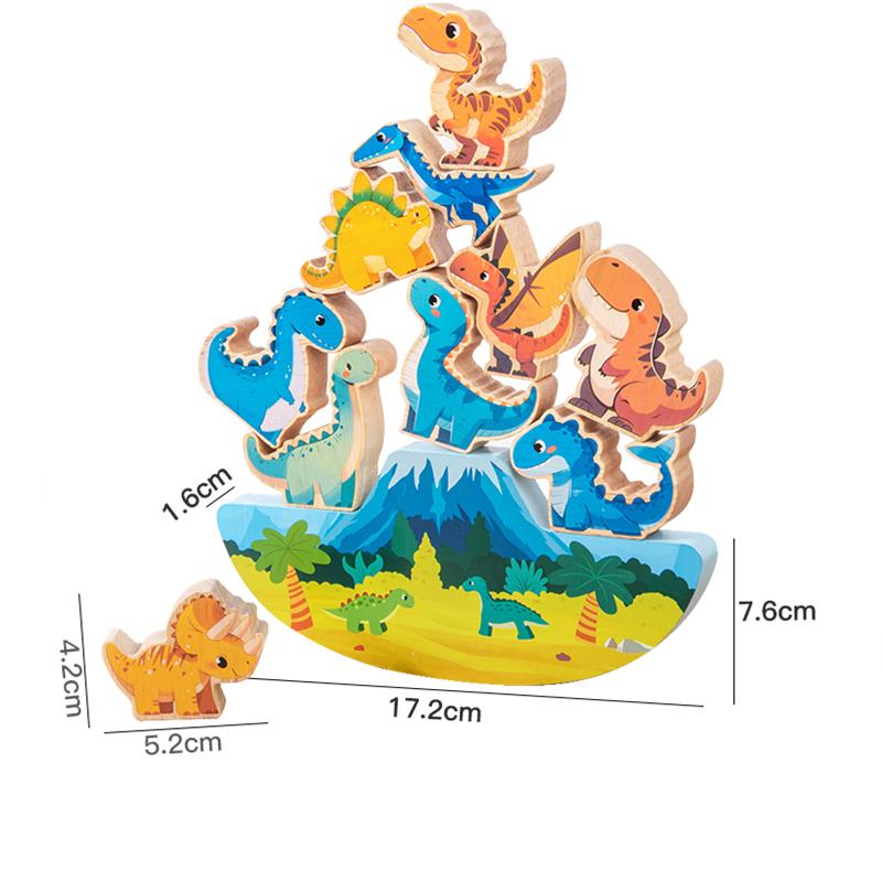 Деревянные балансирующие строительные блоки для детей, милые животные, динозавры, пазлы, настольные игры, игрушки Монтессори для детей, подарки
