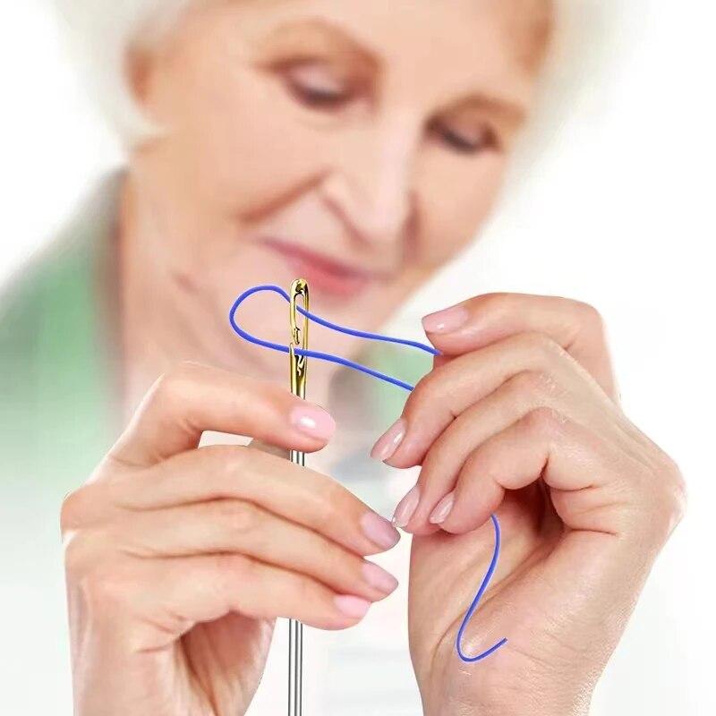 Stainless Steel Side Hanging Blind Needles Elderly Needle-side Opening Hole Fast Throughing Sewing Automatic Thread DIY Tools