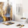 Landscape Shower Curtain Floor Mat Combination Four-Piece Set Bathroom Floor Mat Household Door Mat Bedroom Living Room Carpet