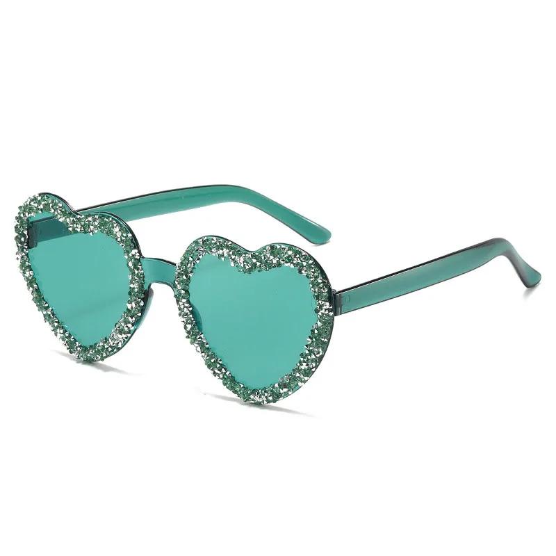 Популярные солнцезащитные очки Y2K Vintage Love Heart для женщин и мужчин, роскошные дизайнерские солнцезащитные очки Punk Diamond Candy Pink Party Shades