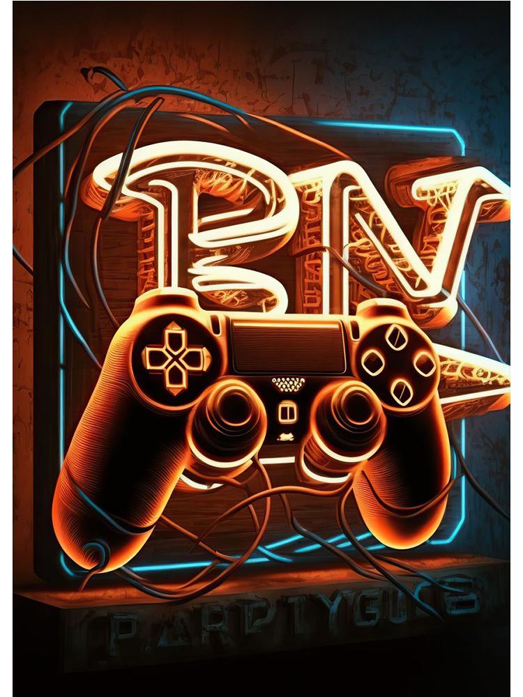 Неоновый красочный геймерский контроллер, крутой игровой настенный художественный холст, живопись, поп-арт, постеры и принты, декор для комнаты, подарок, Cuadros, без светодиода