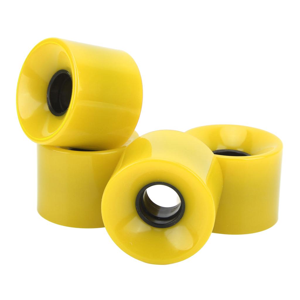 4PCS PU Skateboard Wheel Replacement Low Noise Multifunctional Land Surfboard Roller Casters Yellow