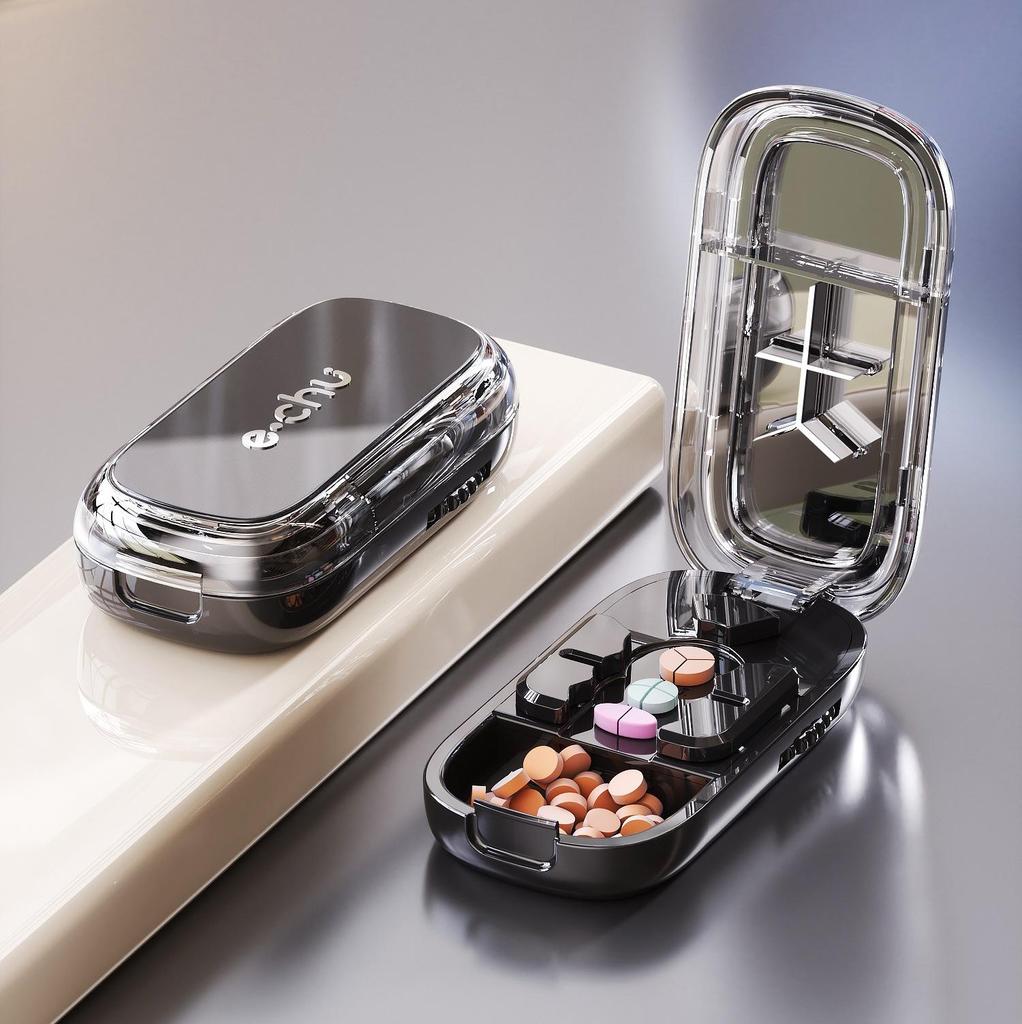 Pill Cutter & Divider: Precise 1/4 & 1/2 Cutting, Portable Pill Box