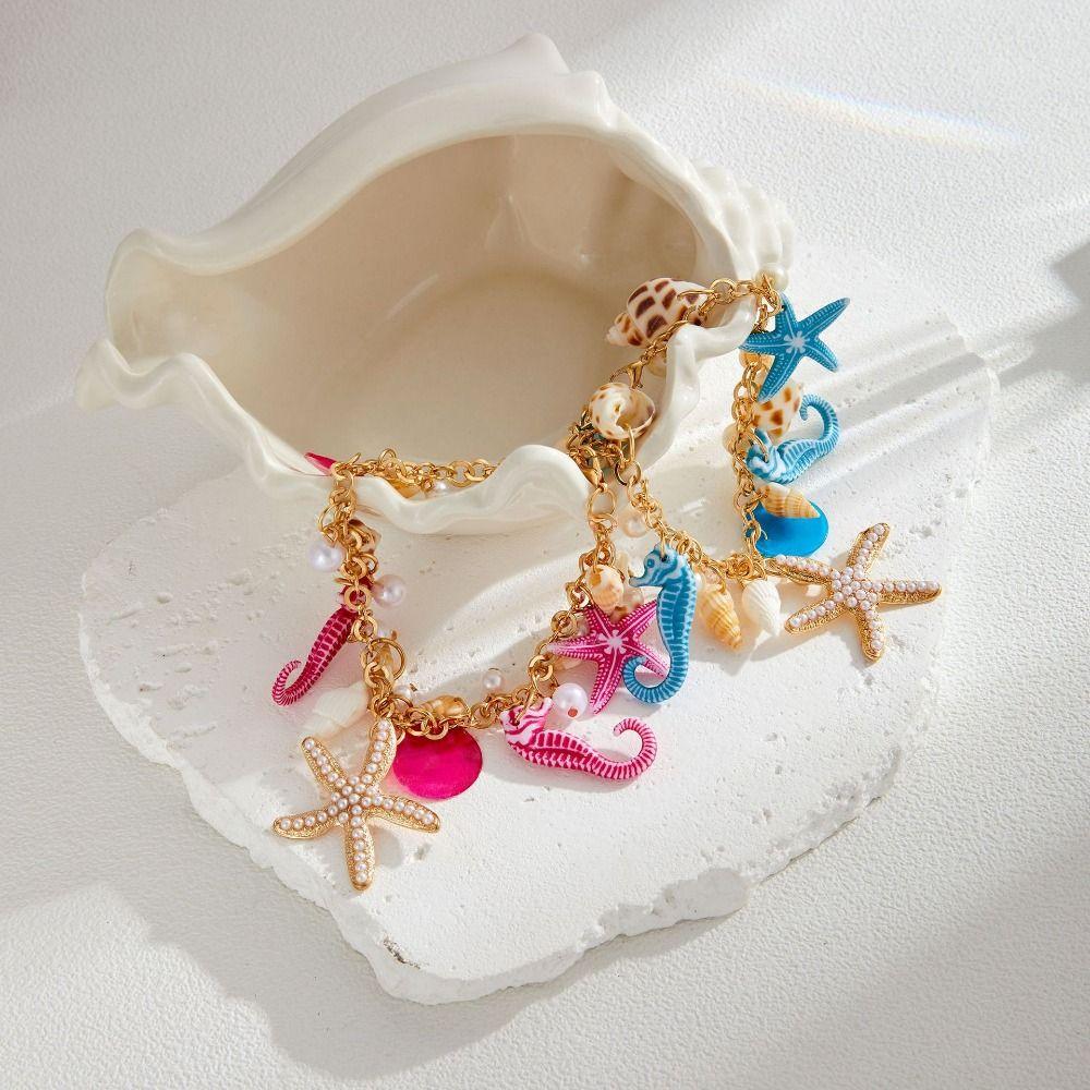 Imitation Pearl Shell Starfish Bracelet Sea Series Natural Conch Beach Bracelets Beach