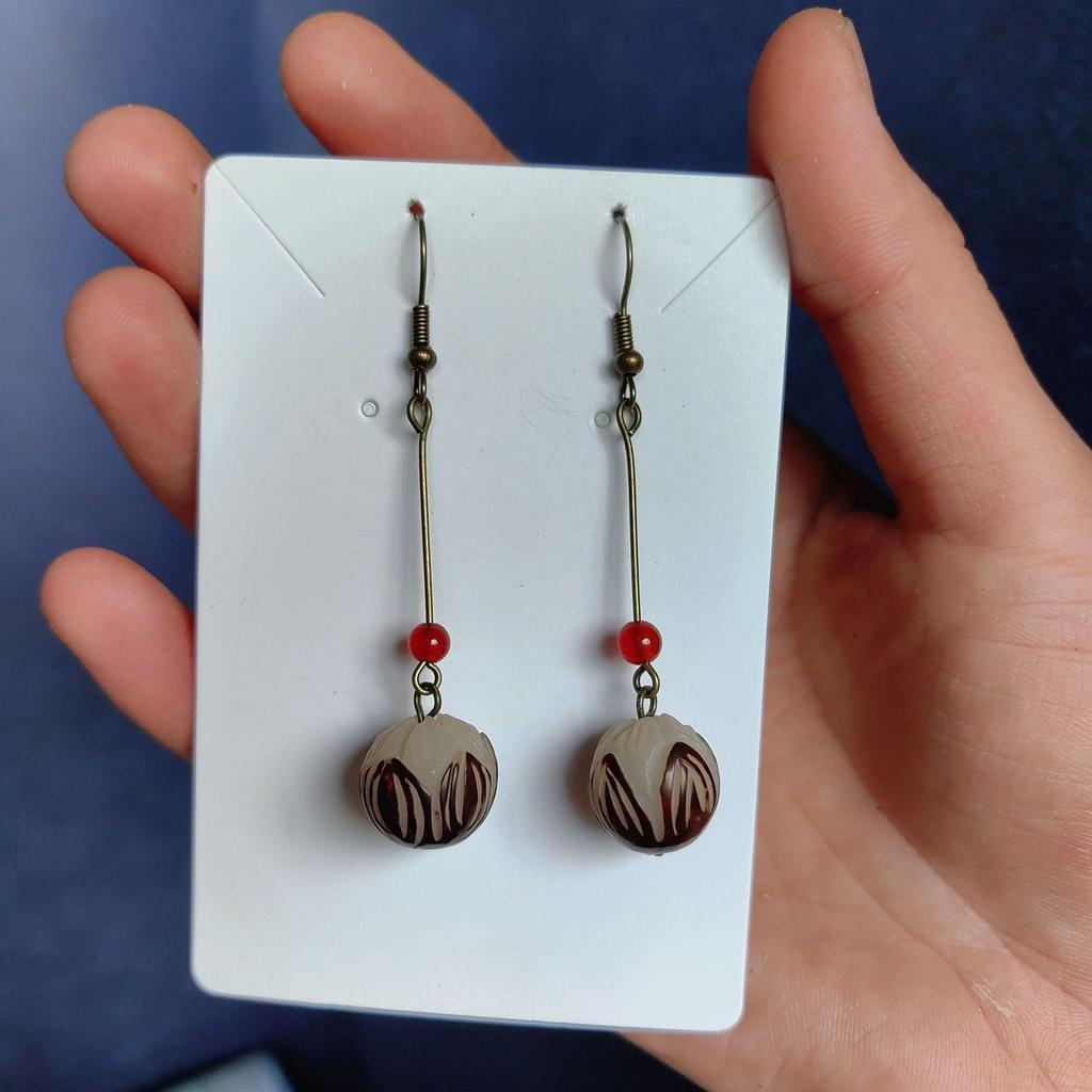 Фруктовые Серьги - Ручная Работа, Серьги из Натуральных Сушеных Фруктов, Ретро Китайская Медицина, Этнический Стиль, для Женщин.