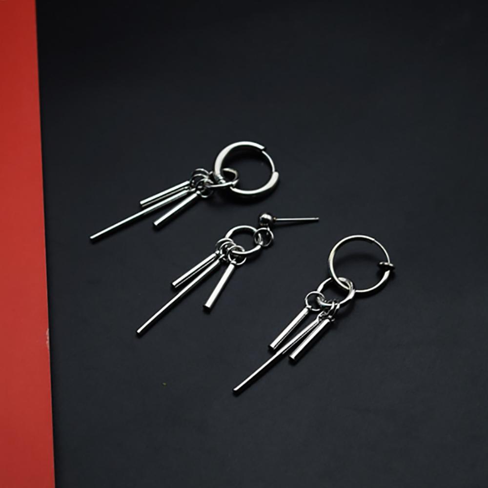 Хип-хоп Круглые женские серьги-клипсы из нержавеющей стали Мужские серьги-кисточки Серьги-кольца