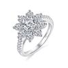 Moissanite Luxury Sun Flower Ring 2 Carat Diamond Lotus Ring Women Fancy Wedding Rings Sterling Silver Jewelry Gift