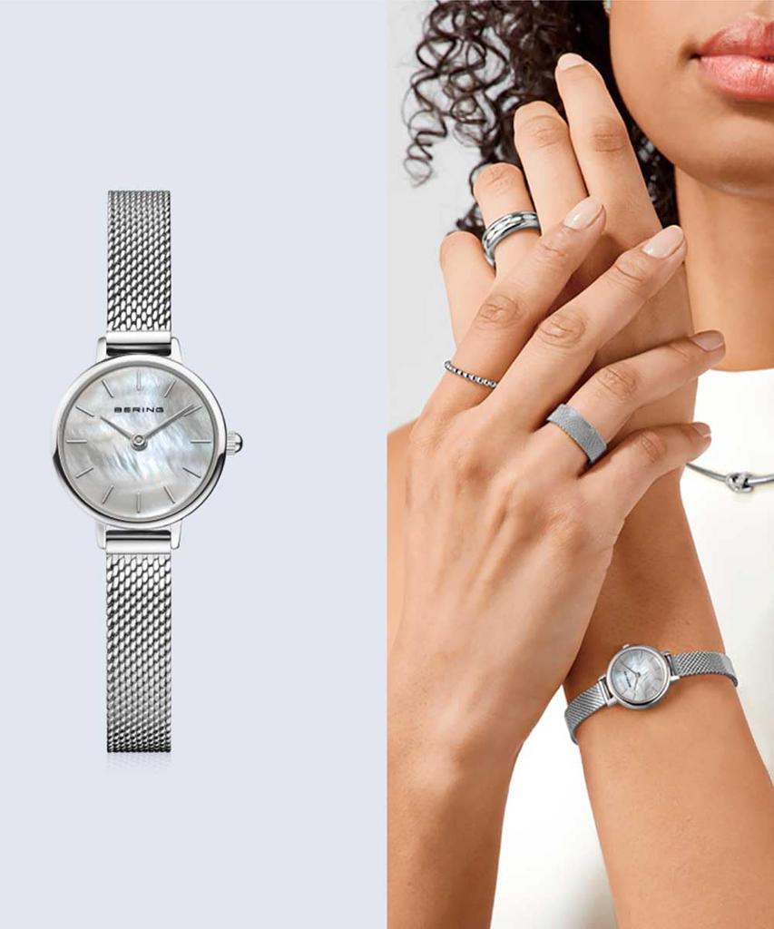 Bering Women's Classic Mini Watch, Silver Mesh Strap 11022-004