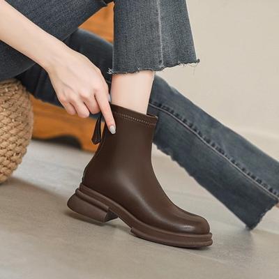 Гонконгские модные ботинки из мягкой кожи женские осенне-зимние новые тонкие ботинки удобные универсальные ботинки на платформе женские