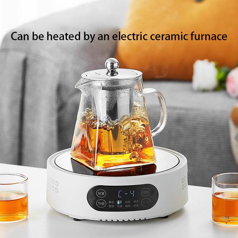 Чайник из боросиликатного стекла объемом 350/550/750/950 мл со съемным заварочным устройством из нержавеющей стали, заварочный чайник для цветущего и листового чая