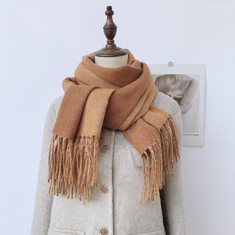 35 цветов 2024 осень и зима новый двухсторонний однотонный искусственный кашемировый кисточный платок утолщенный теплый шарф для мужчин и женщин