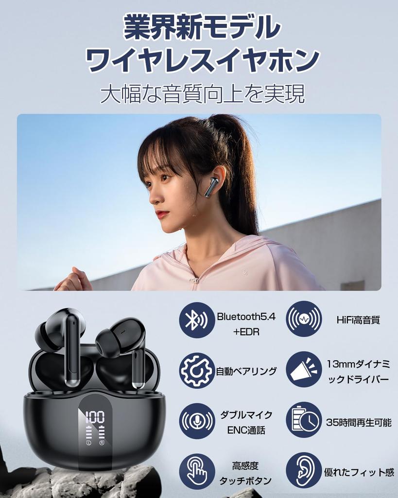 Новая модель 2025 года с и Низкие Беспроводные Bluetooth-наушники с LED Двойное ENC Шумоподавление Звук Karuna 35 часов музыки Совместимость с Идеально для