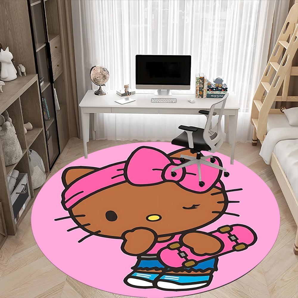 1 шт. Ковер Hello Kitty, Круглый, Нескользящий, Прочный, Большого размера, Офисный ковер, Подходит для офиса, Красивое украшение