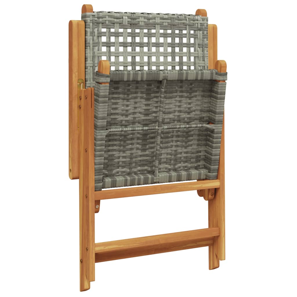 Adjustable Garden Chair 4 pcs Grey Poly Rattan Solid Wood