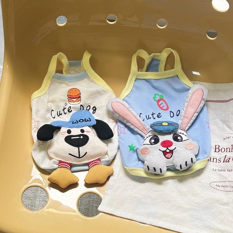 Cute 3D Doll Pet Suspender Vest, Cotton Cartoon Sleeveless Clothes for Small Dogs Cats Teddy Bichon