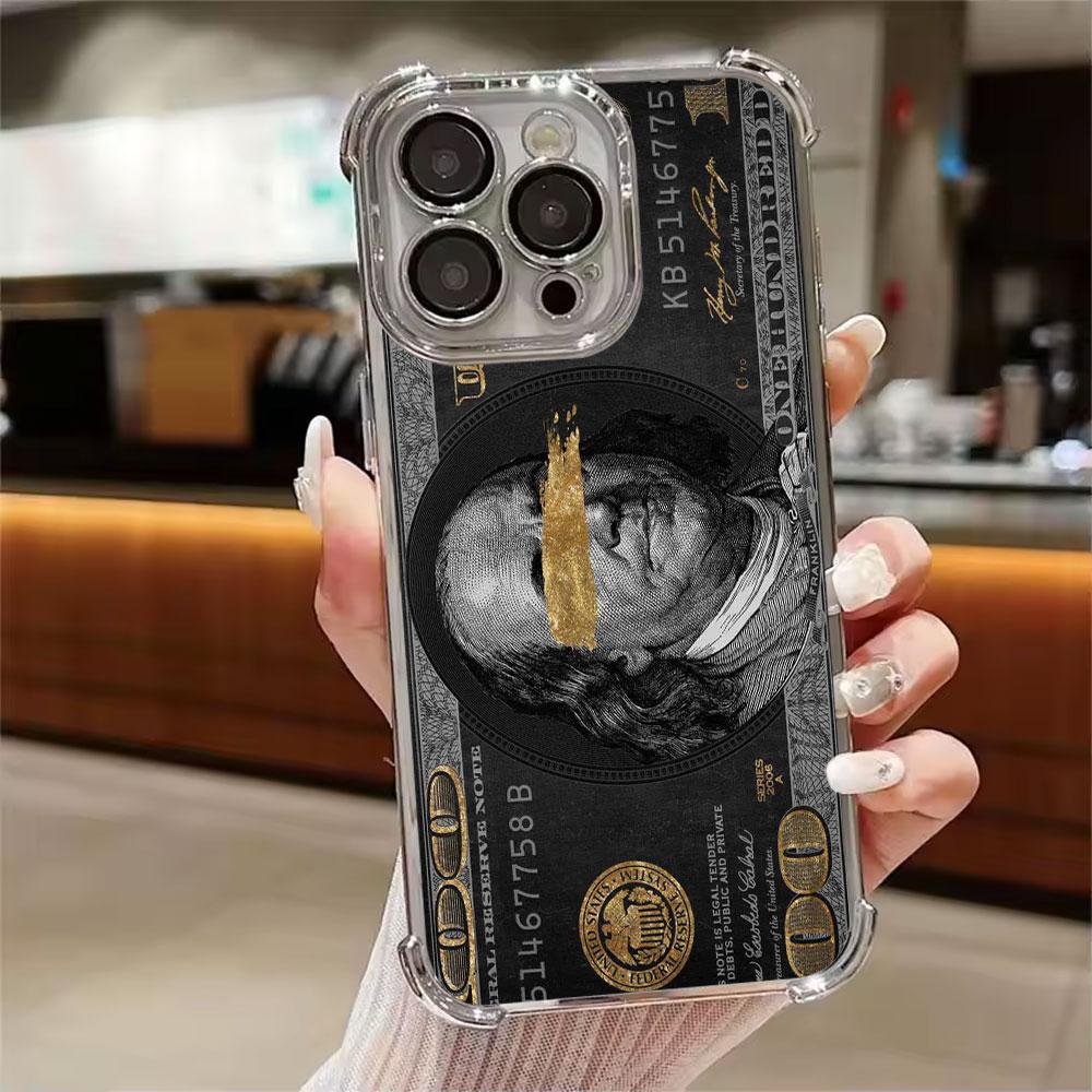 Черный Доллар Время Деньги Чехол для Телефона для iPhone 11 13 15 16 17 Pro Max 14 Plus 17Air 16E 13 Pro 12 Mini 17Pro Мягкий Прозрачный Чехол