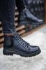Men's Fashion Flat Heeled Booties Black Single Button Leather Daily Comfortable Orthopedic Boots Shoes