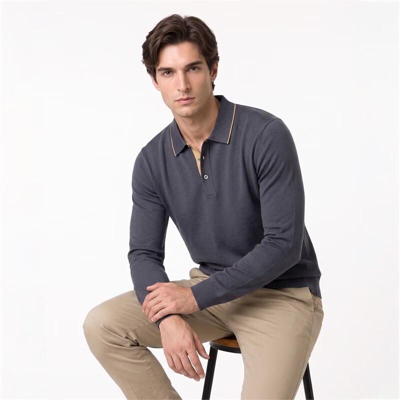 Pierre Cardin Men's Wool Silk Blend Contrast Polo Sweater