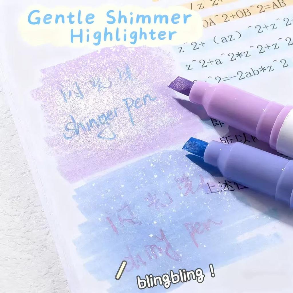 4 Colors Kawaii Glitter Highlighter Pen Pastel Chisel Pastel Highlighter Marker Scrapbook Painted Stationery School Supplies