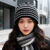 Японская полосатая шерстяная шапка с цветовыми блоками для женщин Модная и простая вязаная шапка с защитой ушей Универсальная парная шапка Баотоу от холода Мужская трендовая