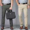 Men's Slim Suit Pants Fashion Business Casual Cotton Green Black Khaki Trousers Male Brand Clothing