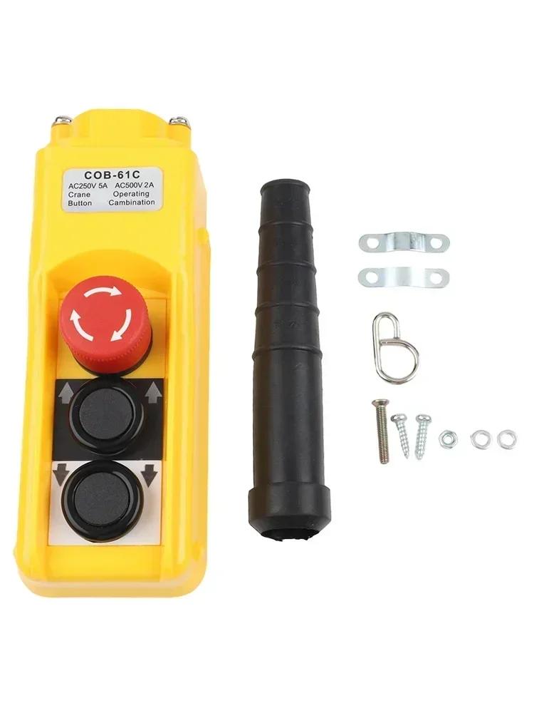 1PC Electric Hoist Switch 220V Screw Terminal Electric Hoist Switch IP54 Lifting Button Box Exigent Stop Button Switches Parts