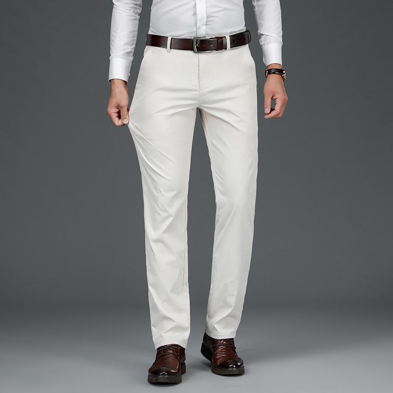 Весенние и летние тонкие мужские брюки business casual средней посадки модные свободные прямые брюки для среднего возраста