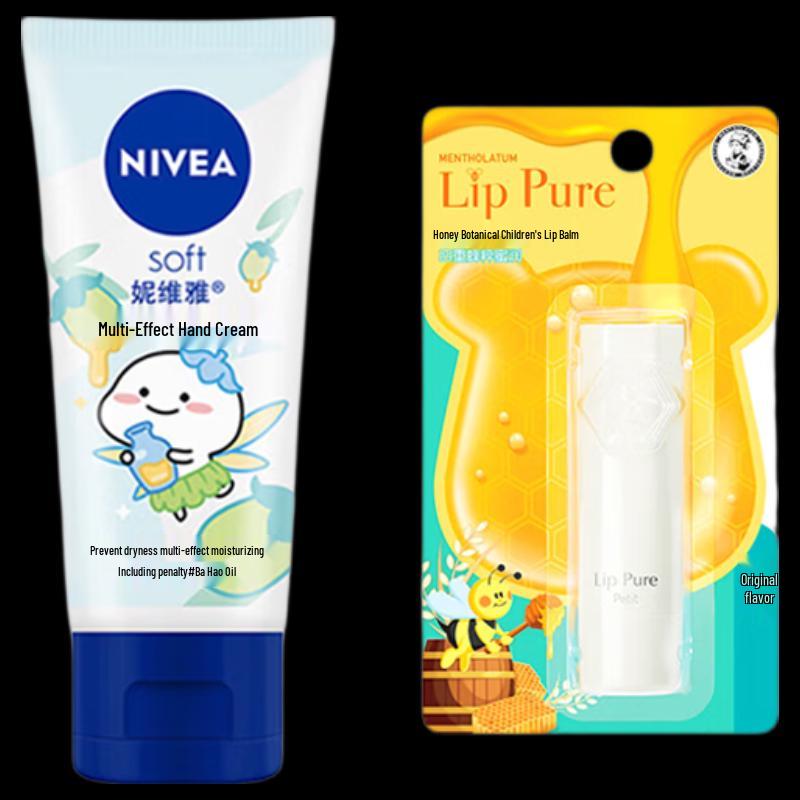 Nivea Hand Cream and Mentholatum Children's Lip Balm Set