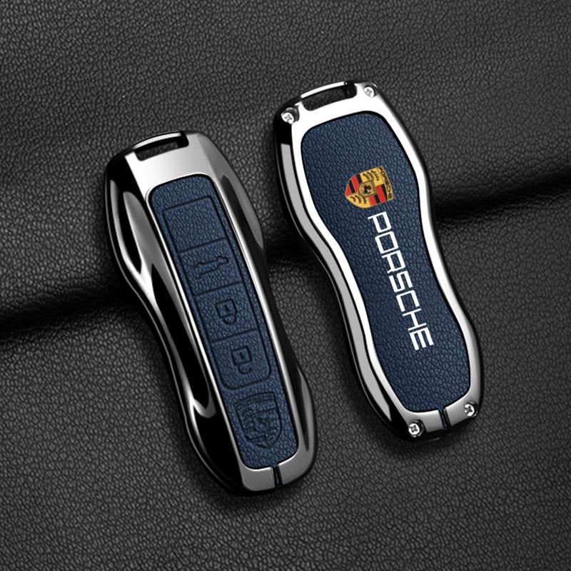 Чехол-брелок для ключа автомобиля из цинкового сплава и кожи для Porsche Boxster Cayman Panamera Cayenne Macan 718/911 Taycan, защитный брелок