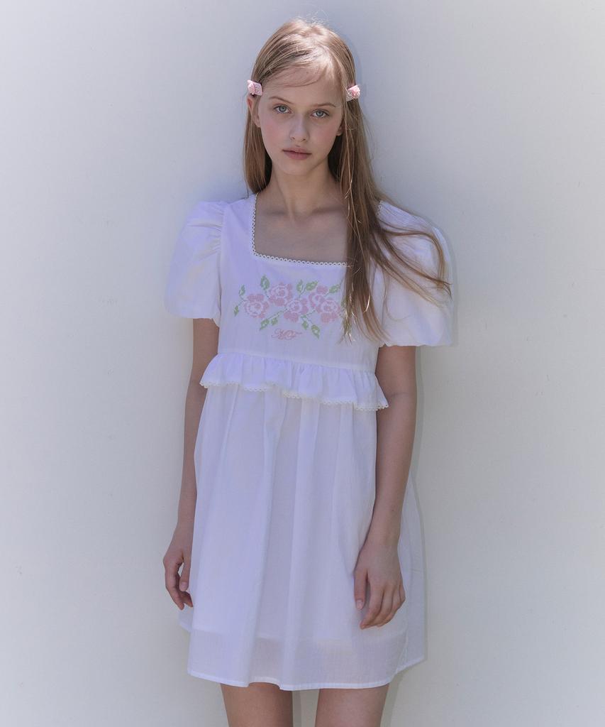 Margarine Fingers Rose Babydoll One Piece (White)