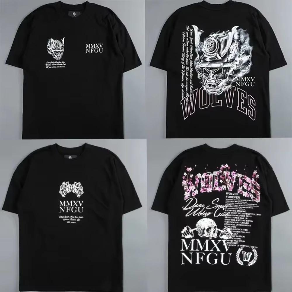 Спортивные футболки Darc Wolf Оверсайз Графический принт Техника DTG Тренировка Спортзал Фитнес Мужские футболки с коротким рукавом Футболки Darc Wolves