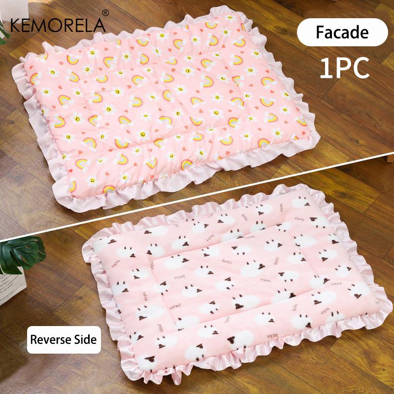 KEMORELA 1PCS Upgraded Double-Sided Pet Sleeping Mat Cat Dog Universal Blanket Pad Pet Supplies Four Seasons Thickened Warm Pad