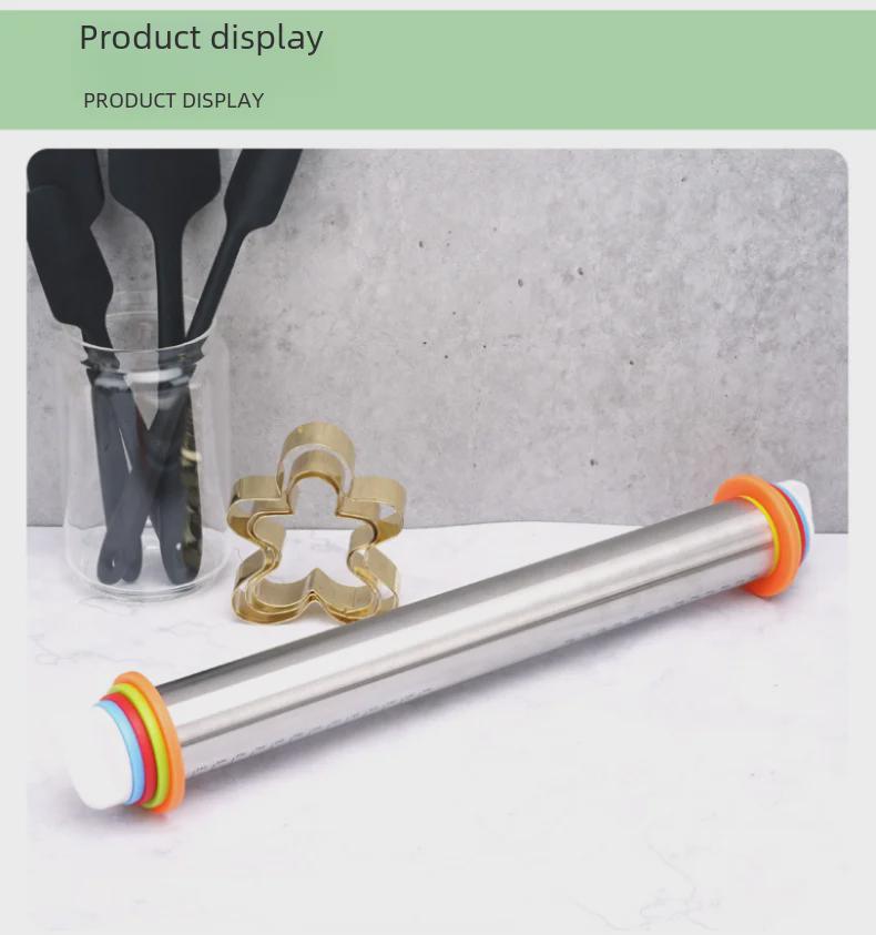 Регулируемая скалка из нержавеющей стали со шкалой для выпечки