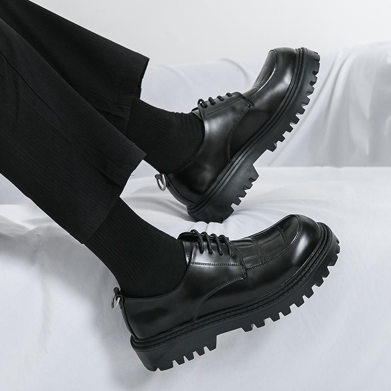 Мужские кожаные туфли на толстой подошве для отдыха в британском стиле, повседневные, деловые, офисные, для улицы, вечеринки, молодежи, для ходьбы