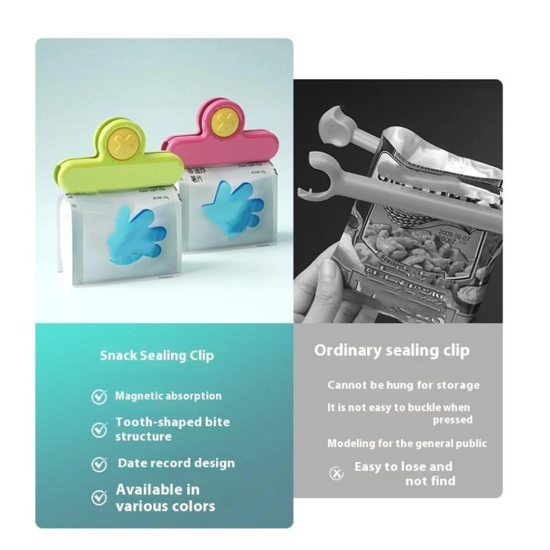 Creative Magnetic Timing Bag Sealing Clip Dopamine Moisture-Proof Snack Chip Clamp With Date Circle Food Fresh-Keeping Sealer