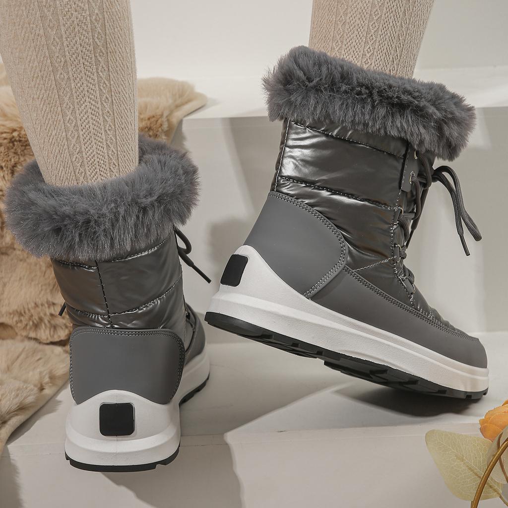 Fashion Winter Waterproof Snow Boots for Women 2024 New Thick Plush Platform Ankle Booties Female Non Slip Warm Cotton Shoes Plus Size