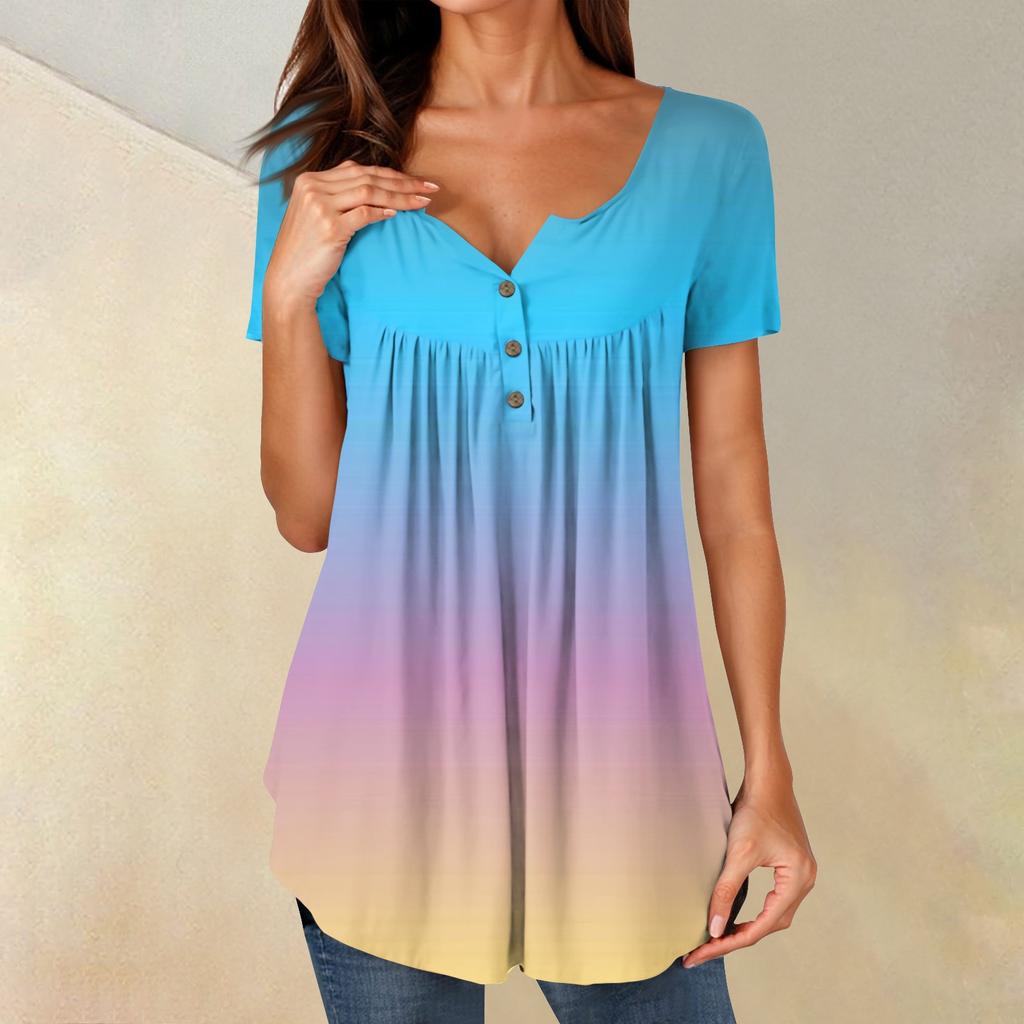 Женские туники, топы, нарядные, повседневные, летние, рубашки с коротким рукавом, свободный крой, плиссированный топ в стиле бохо