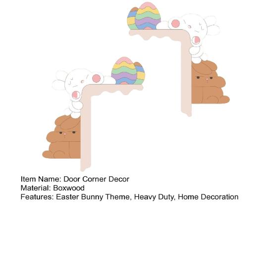 1/2Pcs Easter Bunny Door Corner Decoration Farmhouse Rustic Cartoon Rabbit Door Frame Sign Front Door Edge Topper Ornament