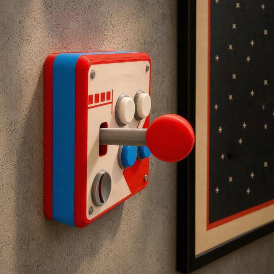 Retro Joystick Switch Cover Arcade Game Controller Light Cover, 1-Gang/2-Gang Wall Plate with XYAB Unique Buttons, Gaming Decor for Room Bedroom, Gift