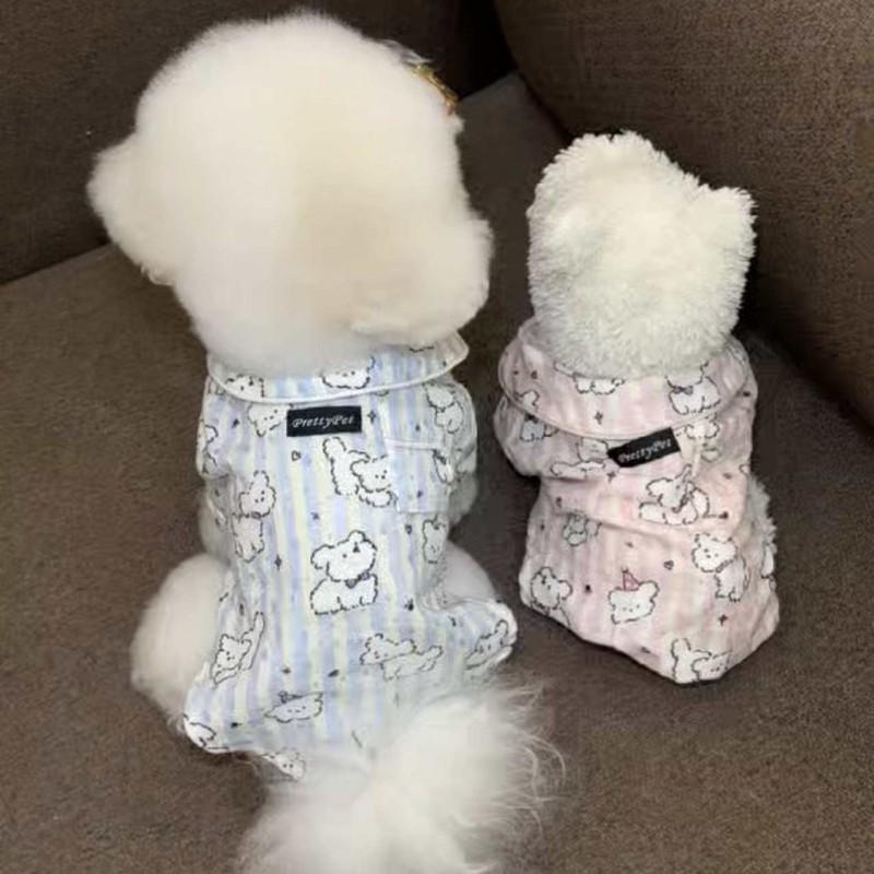 Pet Dog Pajamas Lightweight Cotton Sleepwear Small Breeds Teddy Bichon Pomeranian Cartoon Shirt