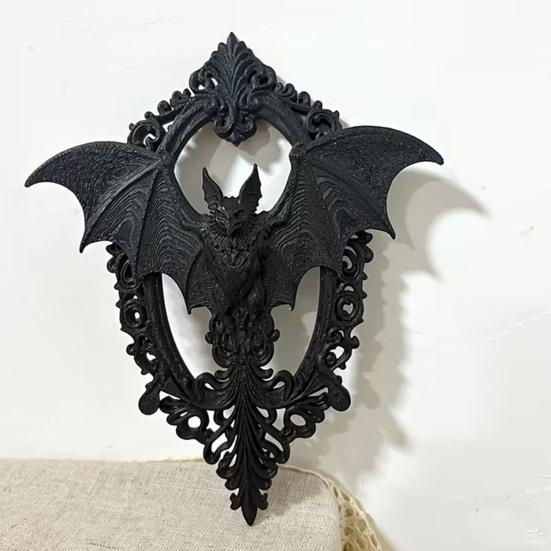 Настенное украшение в готическом стиле, 3D-печатная летучая мышь, подвесной декор, искусство в винтажной раме, креативный тематический декор, темная скульптура для Хэллоуина, дома, гостиной, спальни