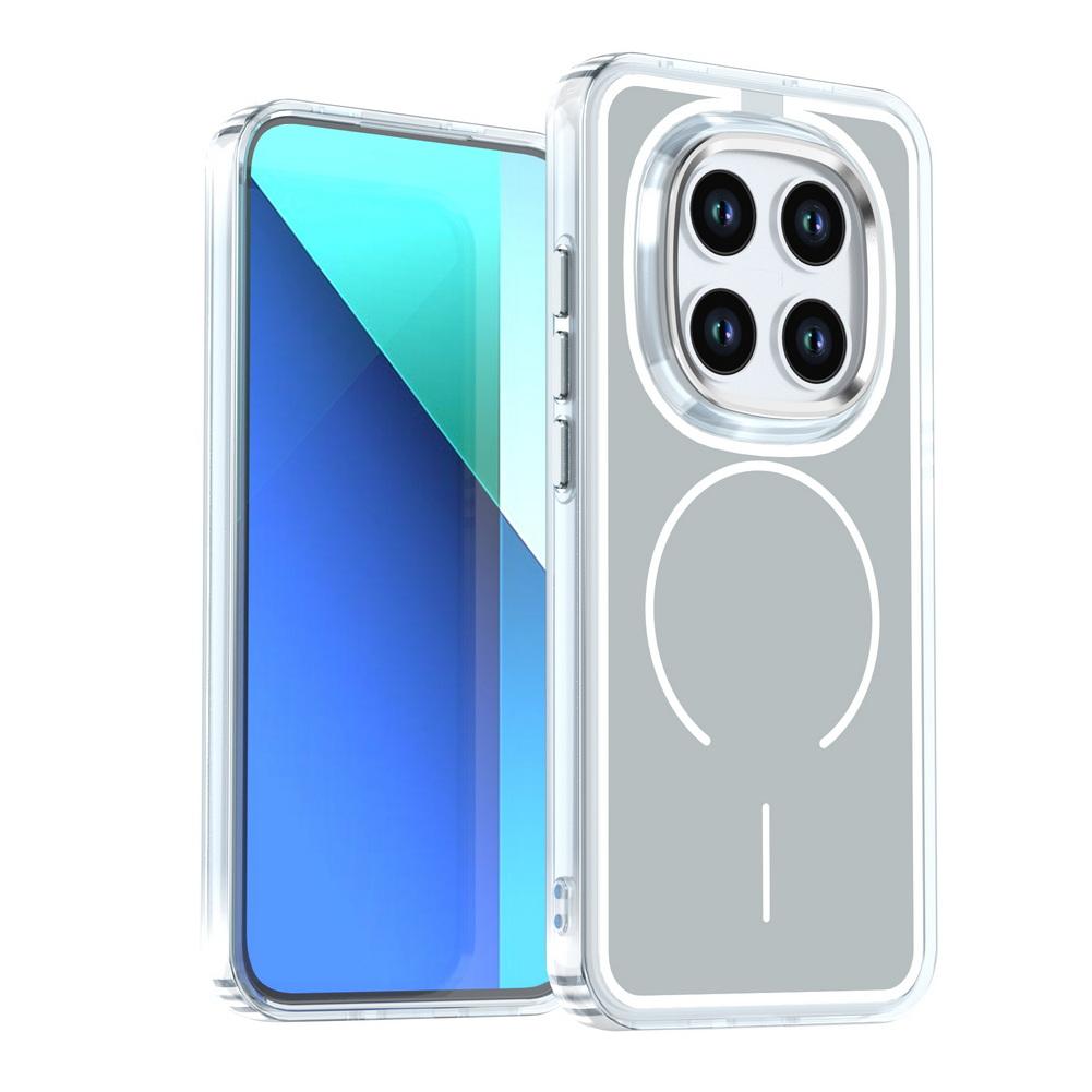 Матовый Чехол-Броня с Цветными Вставками из PC для Xiaomi Redmi Note 15 Pro+ Магнитный Беспроводной Зарядки Металлическая Линза Ударопрочный
