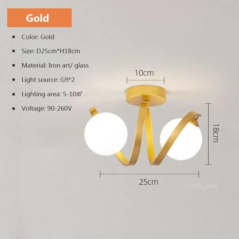 Современный стеклянный потолочный светильник в минималистском стиле с черным золотом и 1/2 головками для внутреннего освещения прихожей, прохода, балкона, прихожей, гардеробной