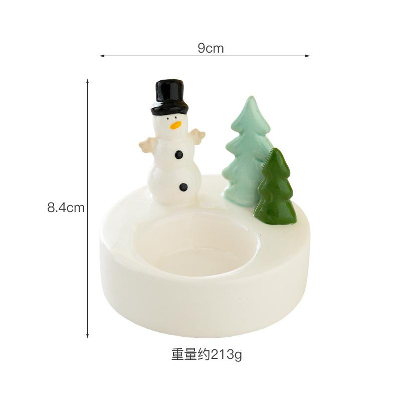 Elegant Christmas Candle Holder for Home Decor Ceramic Santa Claus Tealight Candles Holder for Christmas Table Centerpiece