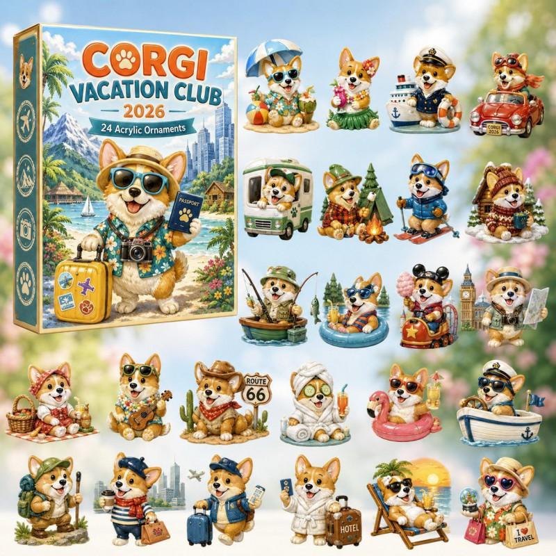 2026 Dog-Themed Christmas Advent Calendar Acrylic Blind Box Gift Kids Adults Decorative Hanging Ornament