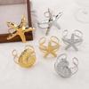 Exaggerated Metal Big Starfish Conch Opening Bracelet for Women Vintage Gold Color Adjustable Cuff Bracelets Jewelry Accessories